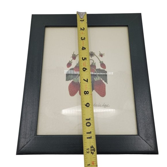 Lithograph Of Strawberries By Peg Wheeler Hope On Embossed Paper in Black Frame - Picture 5 of 5